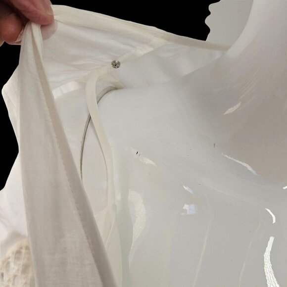 BCBG MaxAzaria White Lace Boho Top + Cami Cotton Drawstring Waist V Neck Women S - Picture 10 of 12